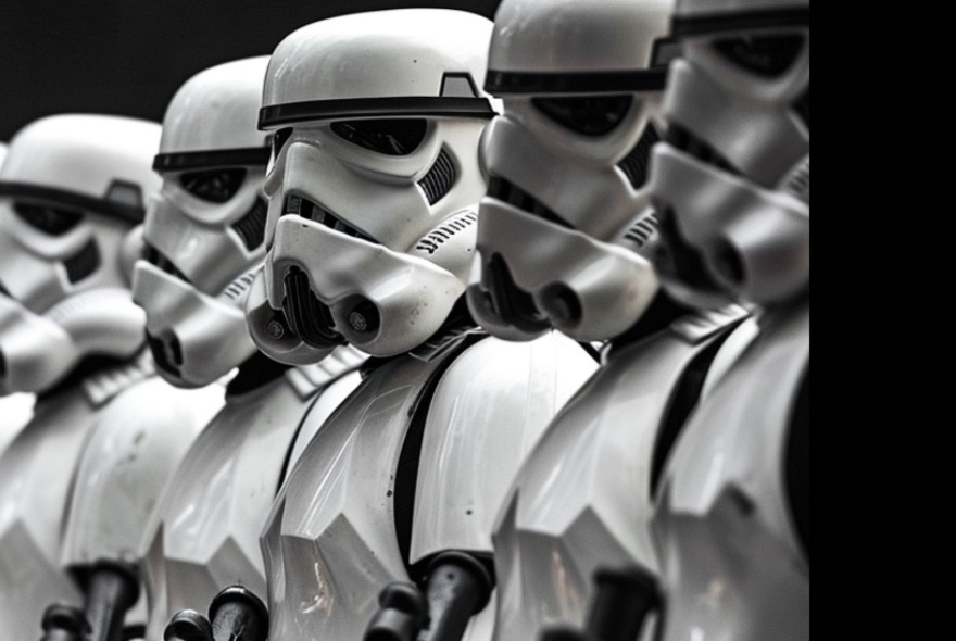 A line of Storm Troopers. 