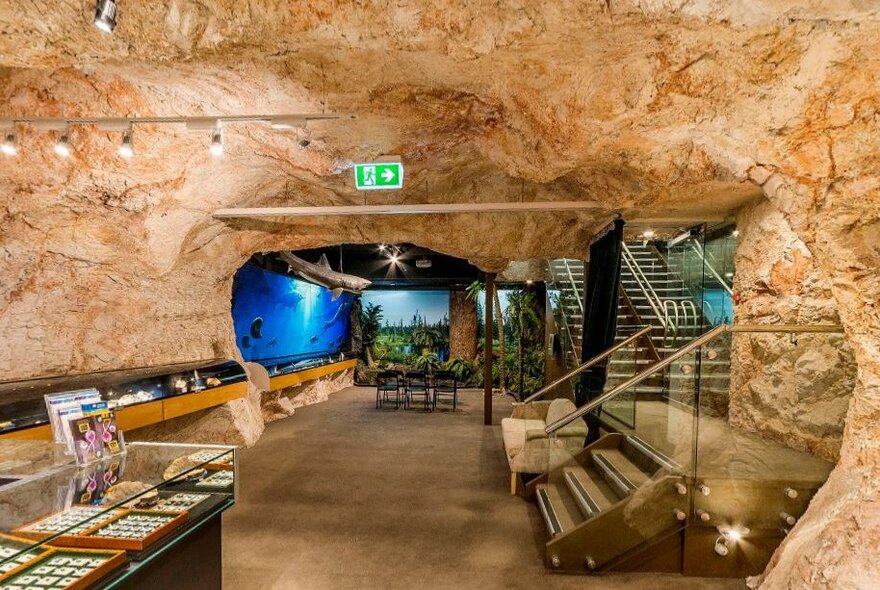 An opal museum and shop that is designed to look like an underground mine.