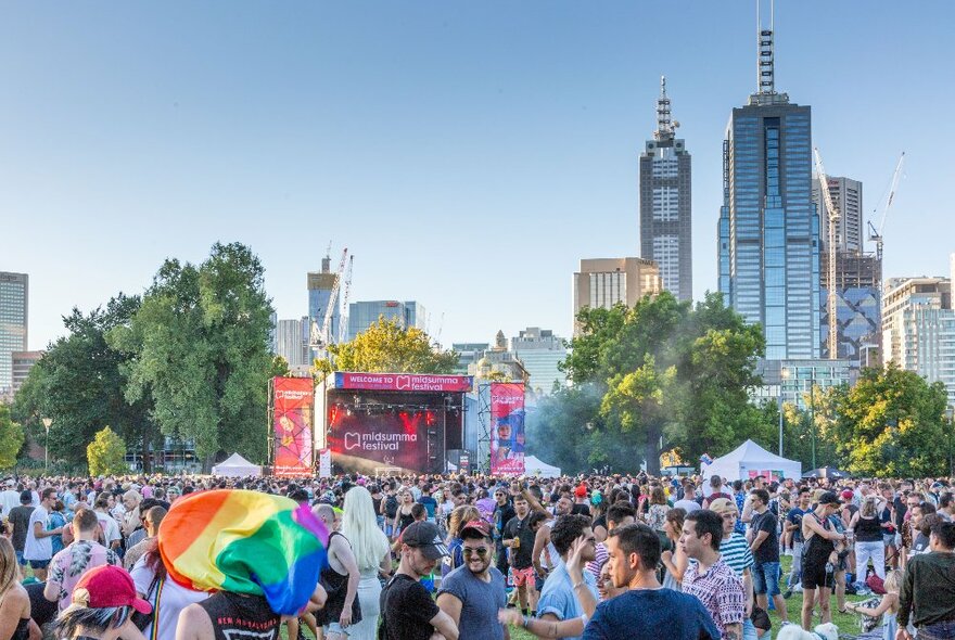 Crowds at an outdoor festival in the city.