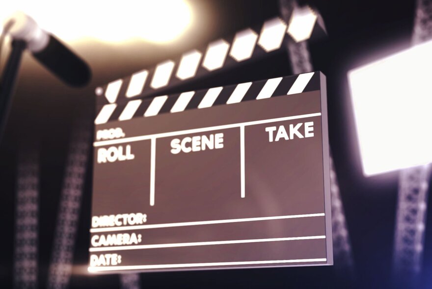 A film director's clapper board.