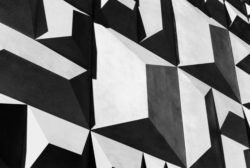 Abstract black and white photographic image of angular shapes.