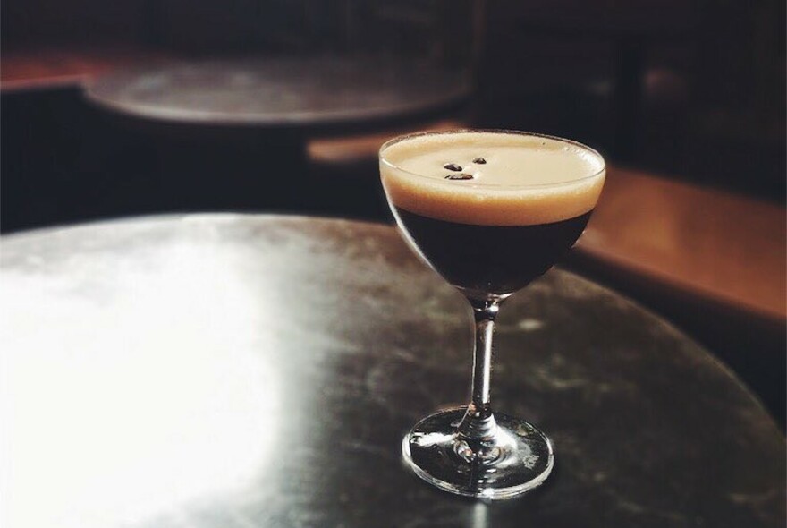 Espresso martini cocktail at Prudence bar.