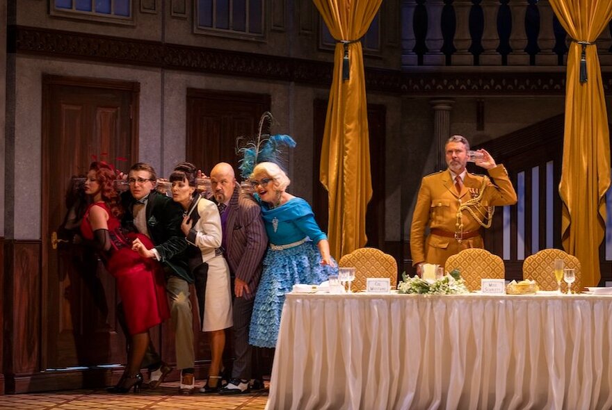 The case of the stage production, Cluedo The Play, performing on stage.