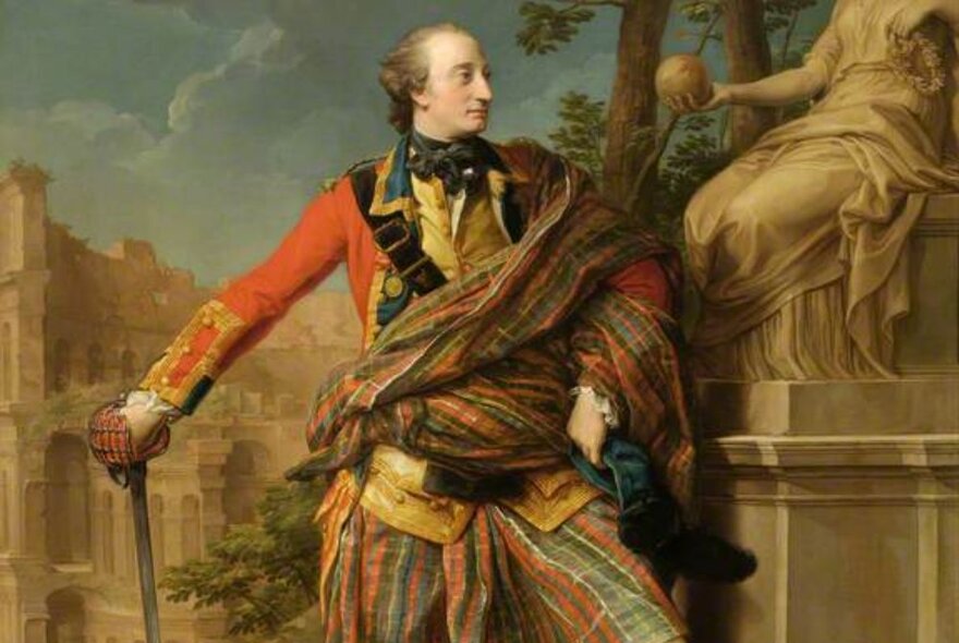 An example of a 'veduta', an oil painting depicting a British Aristocrat in Rome.