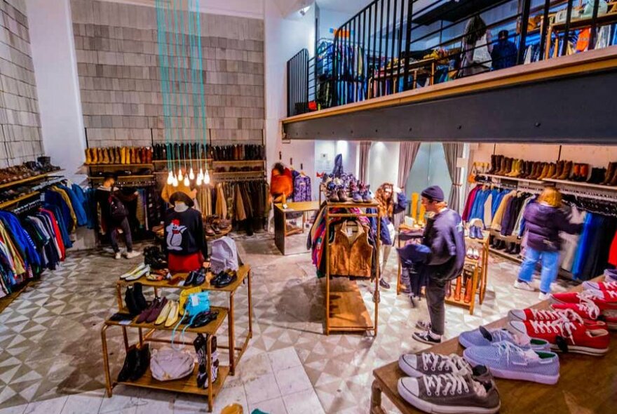 Store floor of a vintage clothing store