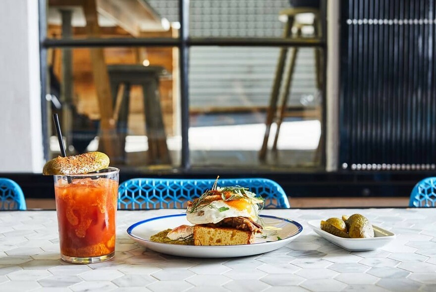 Food and drink in a New York City diner.