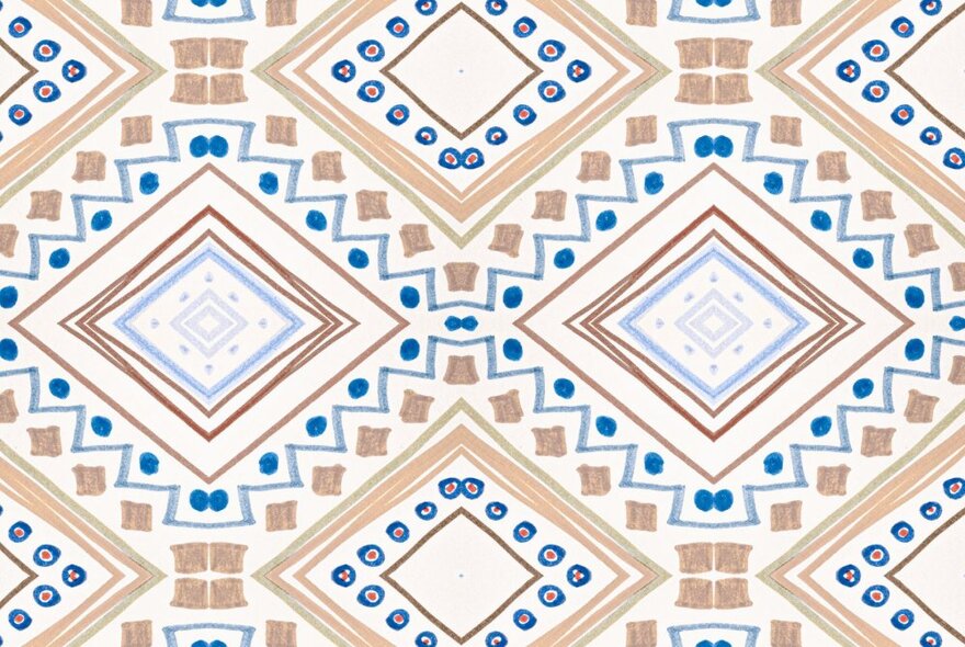 Persian geometric patterns in brown and blue tones