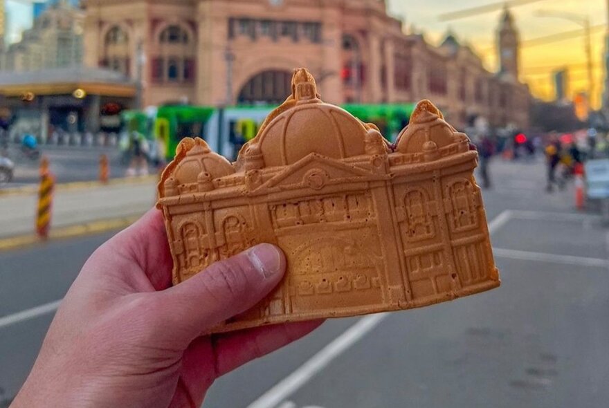 A Flinders Street Station-shaped waffle