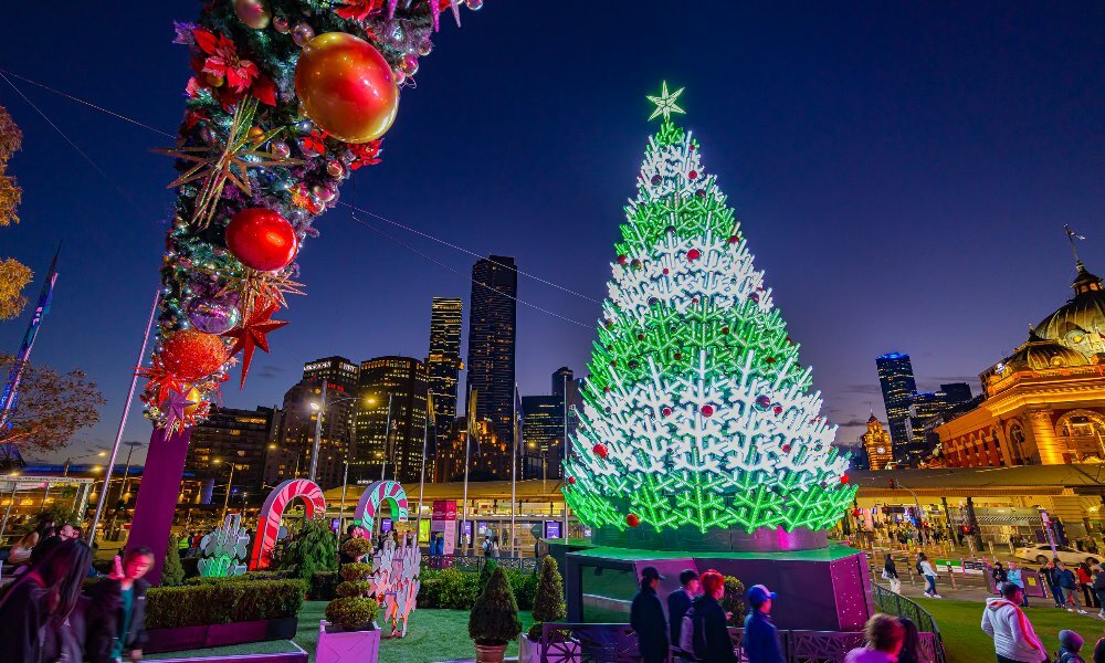 A Christmas carnival in Fed Square.