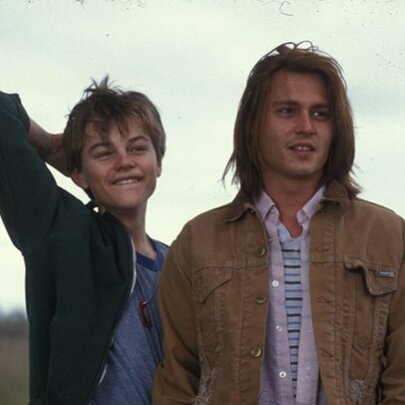 A still from the movie, What's Eating Gilbert Grape, showing Johnnie Depp and Leonardo Di Caprio in character as Gilbert and his developmentally disabled brother.