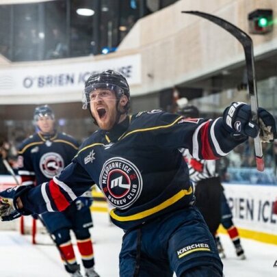 Ice hockey players on the ice during a game at O'Brien Icehouse.