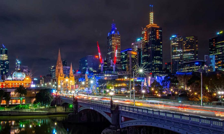 a city bridge at night