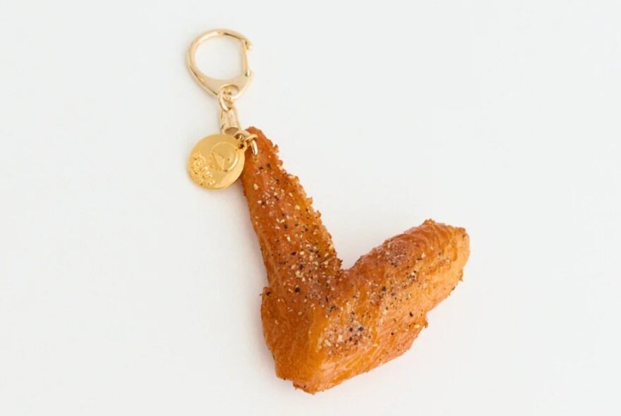 A chicken wing shaped keychain