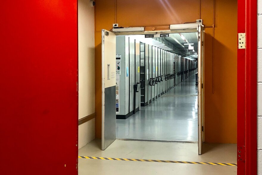 Air locked rooms for storing archives at the Victorian Archives Centre.