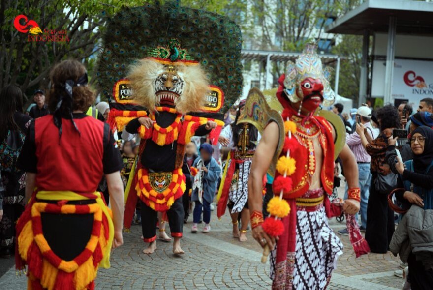 Traditional Indonesian dancers at an Indonesian festival.