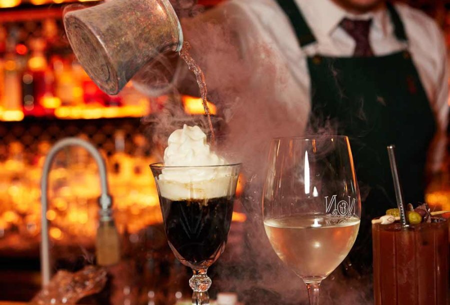 Bartender creating a nitro cocktail