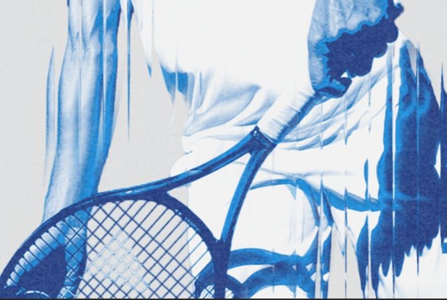 Blurred image of hands with tennis racquet.