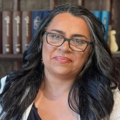 Portrait of Shokoofeh Azar, Iranian-Australian author and journalist.