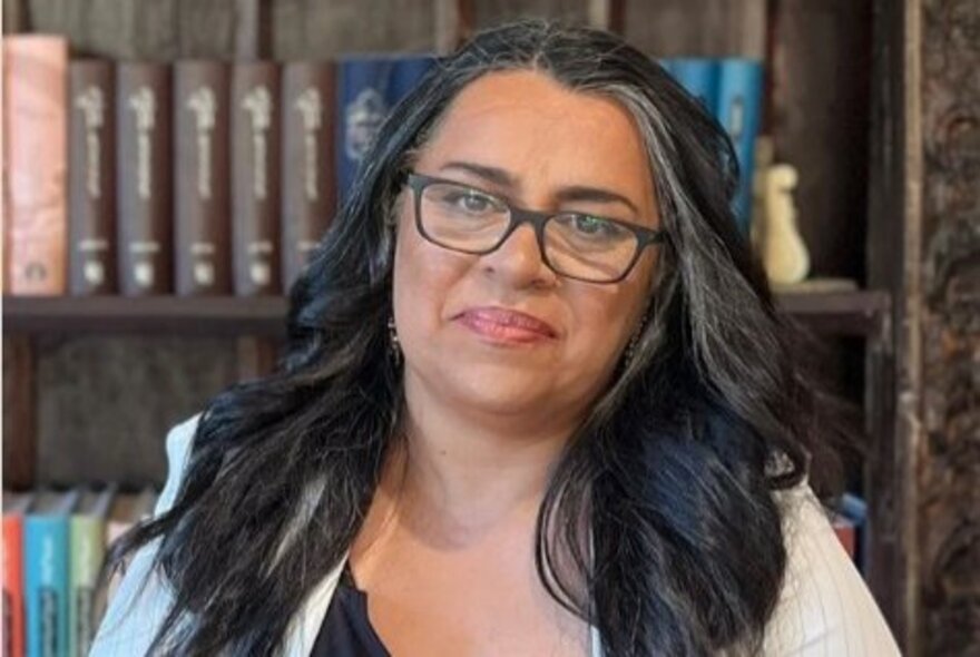 Portrait of Shokoofeh Azar, Iranian-Australian author and journalist.