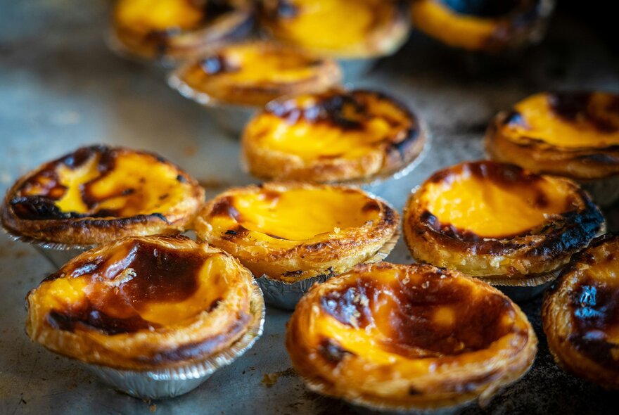 A tray of portuguese tarts