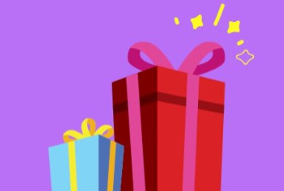 Graphic illustration of wrapped gifts.