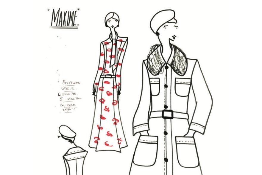 Fashion sketches showing coats designs. 