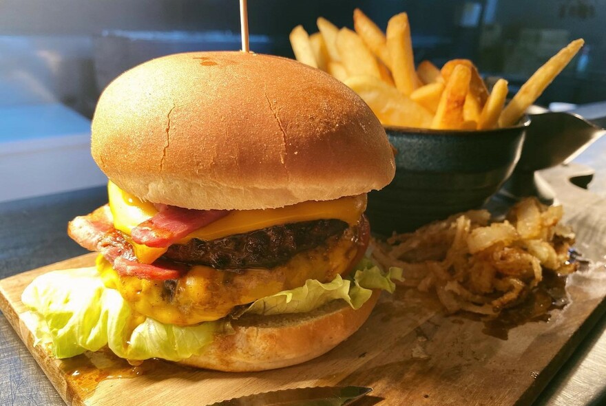 Burger and fries.