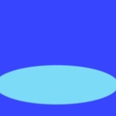 A mid blue background with a light blue flattened disc near the bottom