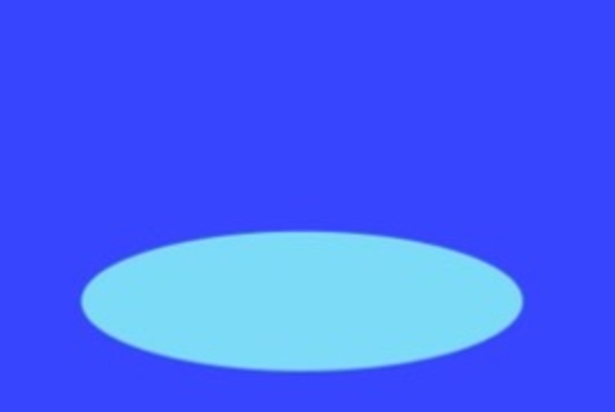 A mid blue background with a light blue flattened disc near the bottom