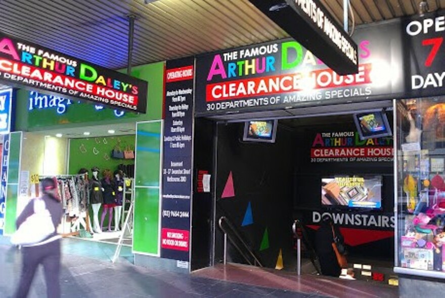 Entrance to Arthur Daley's On Swanston Street.