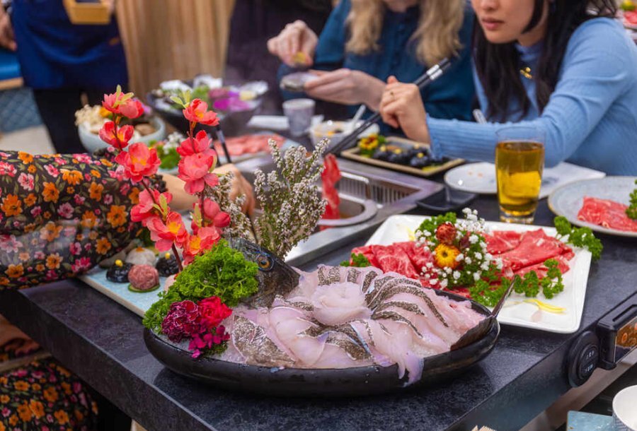 A table filled with seafood at a restaurant