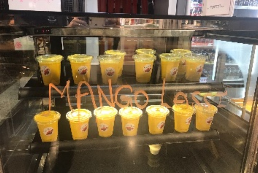 Mango lassi drinks.