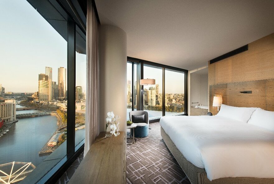 A luxury hotel with spanning views over the Yarra River.