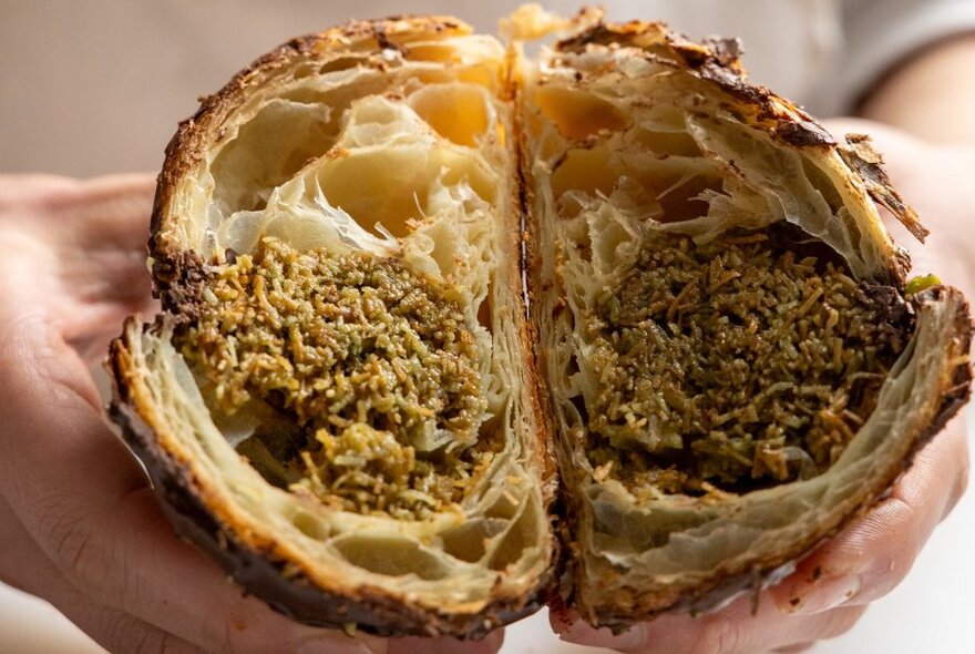 Cross section of a filled croissant