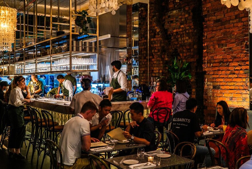 A busy Filipino restaurant. 