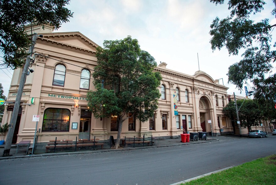 Neo-classical heritage-listed Meat Market building.