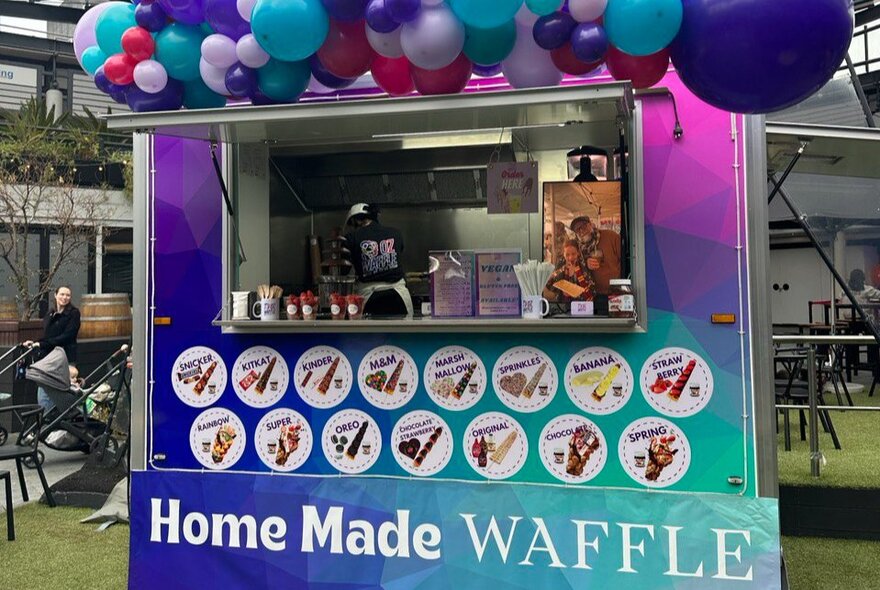The OzWaffle kiosk on Alexandra Avenue in Melbourne.