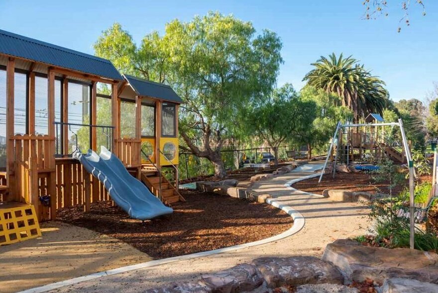 A small playground on a sunny day