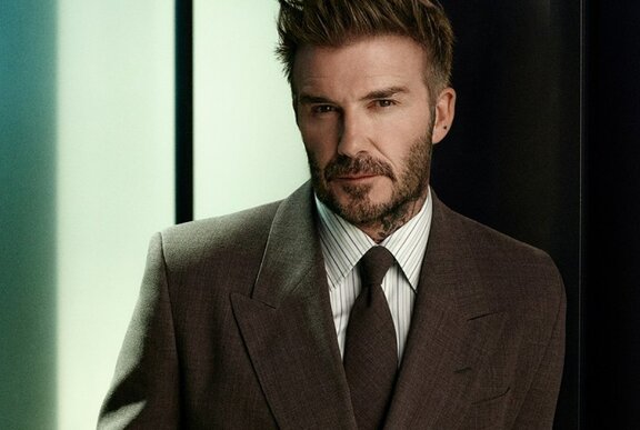 David Beckham wearing a suit.