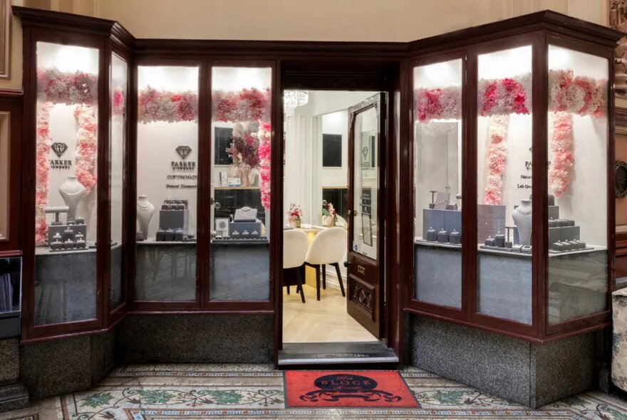 The shopfront of Parker Diamonds in the Block Arcade.
