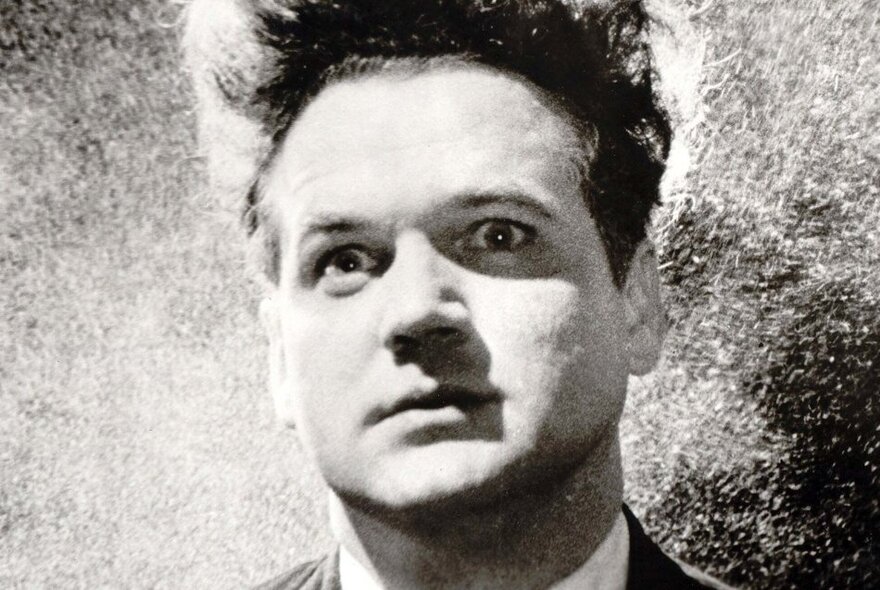 Jack Nance in a black and white image from the film Eraserhead.