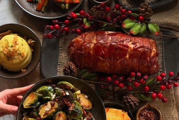 A Christmas roast and all the trimmings.