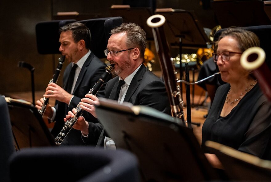 Three members of the woodwind section of Melbourne Symphony Orchestra. 