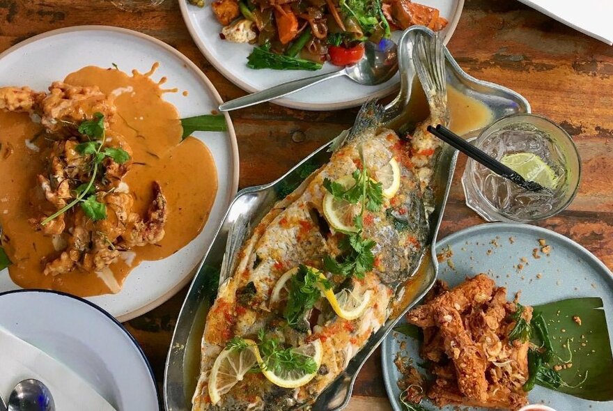Selection of Thai dishes.