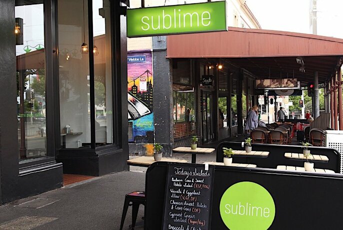 Seating outside Sublime cafe on Errol street. 