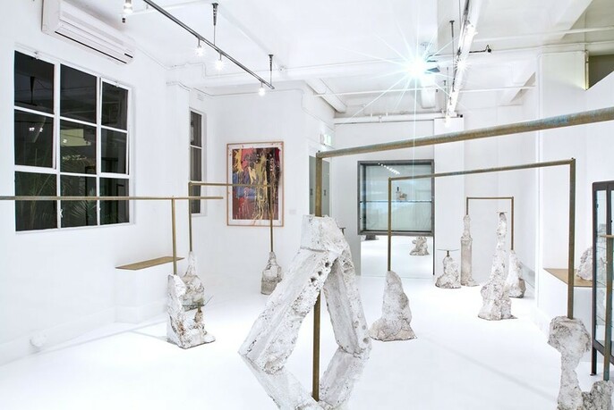 White showroom, gallery space.