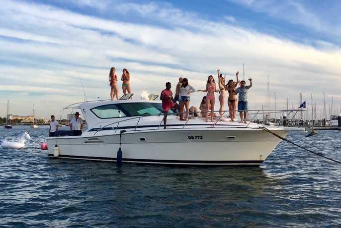 People partying on a charter boat.