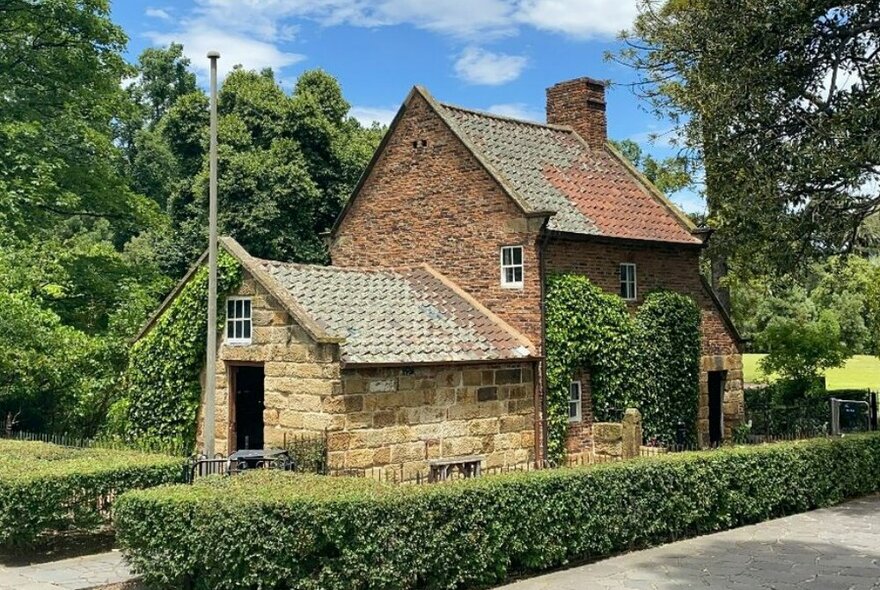 Exterior of Cooks' Cottage in Fitzroy Gardens. 