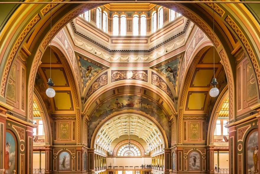The arched interior of the Royal Exhibition Building.