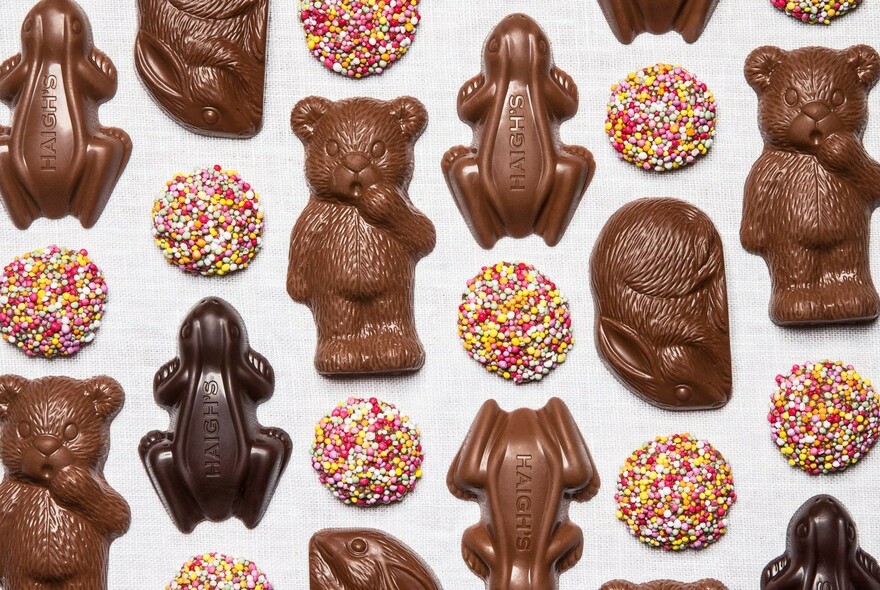 Chocolate teddy bears, frogs and freckles.